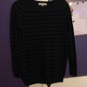 Teal and black striped sweater